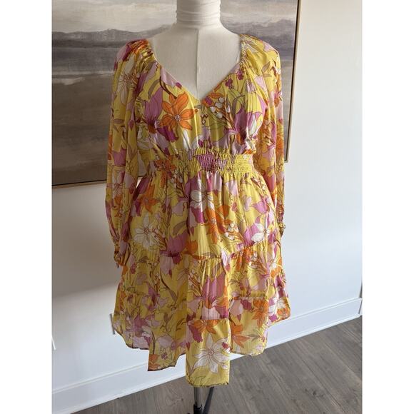 Hale Bob Dresses & Skirts - NWT Women's Hale Bob Floral Print Dress Yellow Pink XL Spring Summer Coquette